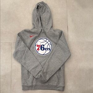 Nike Gray Hoodie with Red and Blue 76ers Logo
